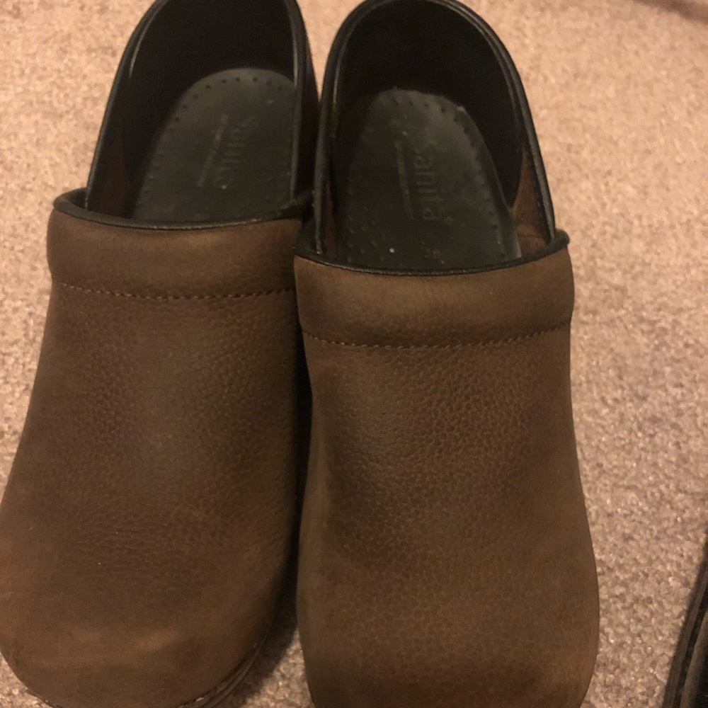 Brown clogs